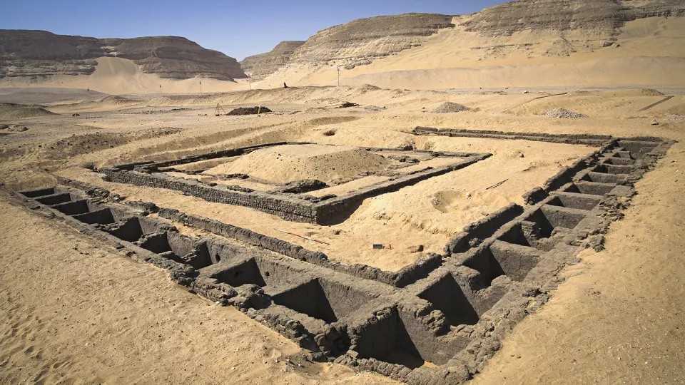 Photo of the Meret-Neith tomb in the desert of Egypt.