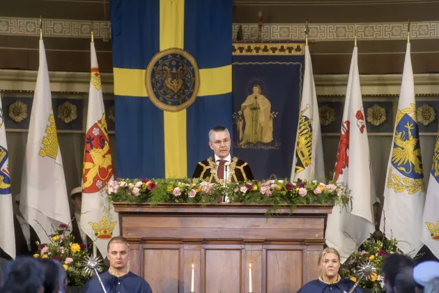 Vice-chancellot Erik Renström holding his speech.