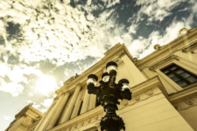 The University Main building photgraphed with the sky.