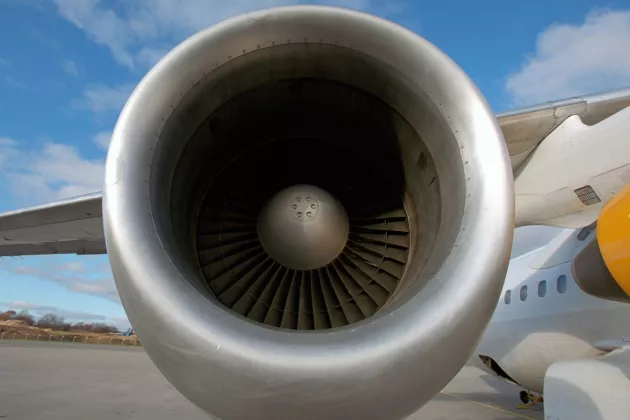 Photo of the airplane turbine.