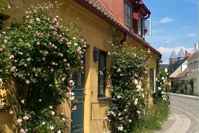 A small house on a small street.