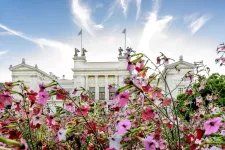 Universitetshuset i kvällsljus. Foto.
