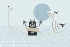 Illustration. AI robot tracking flying drones by sound.