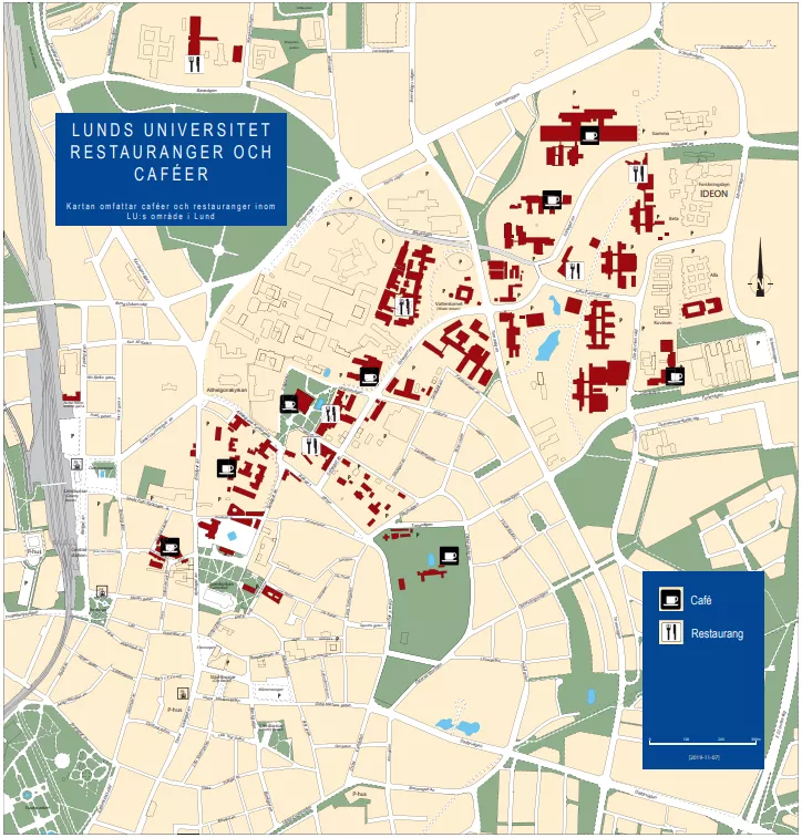 Map over Lund campus area in Lund