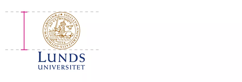 An image of Lund University logotype showing that the seal must always be at least 10 millimeters high.