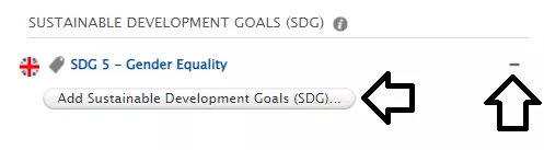 Where to click to add or remove an SDG (screenshot)
