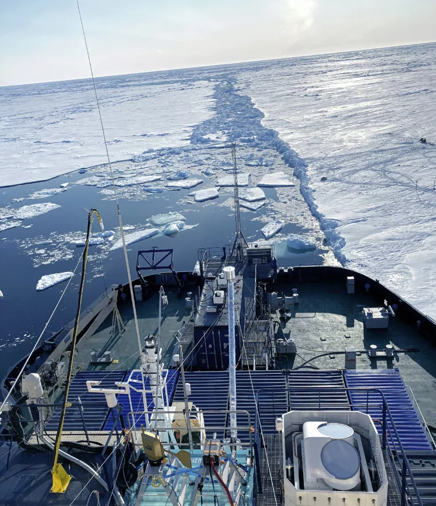 Ice on the ocean viewed from a ship. Photo