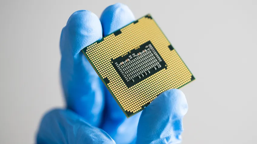 Photo of a semiconductor chip.